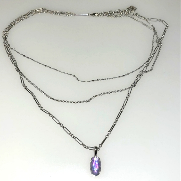 Kendra Scott Elisa Gold or Silver Triple Strand Necklace Lilac or Abalone - Picture 1 of 16